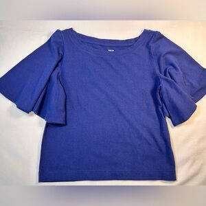 Vintage Anthropologie Y2K Flutter Sleeve Top Blue Small EUC